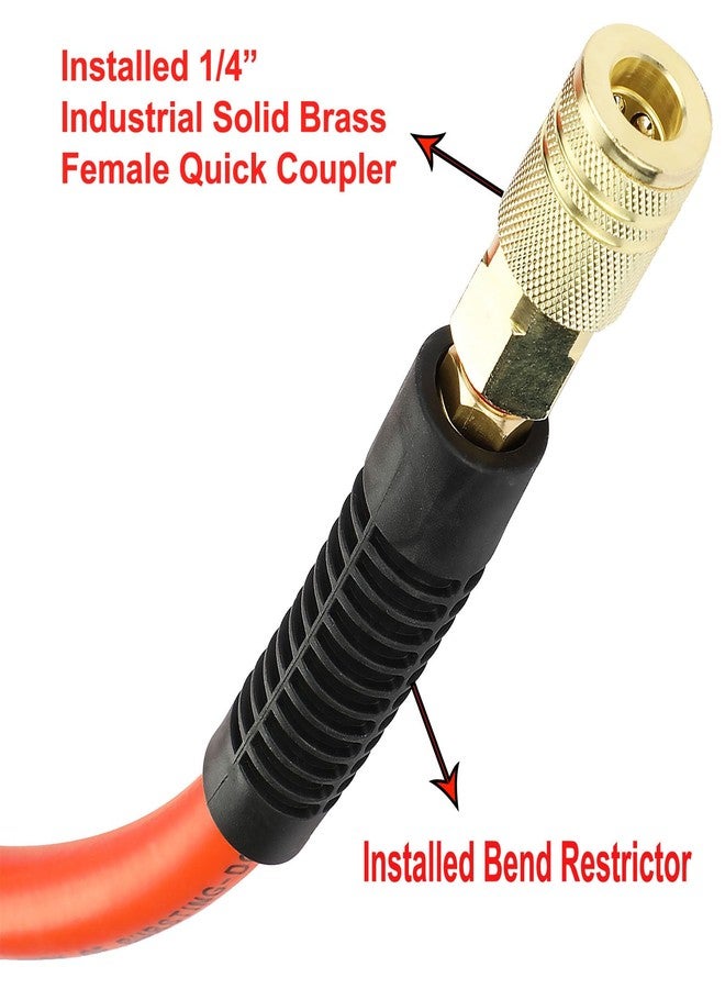 YOTOO Air Hose 3/8 in. x 25 ft, 300 PSI Heavy Duty Hybrid Air Compressor Hose, Lightweight, Kink Resistant, All-Weather Flexibility with 1/4-Inch Industrial Air Fittings and Bend Restrictors, Orange - Image 4